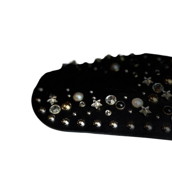 Topshop Black Studded Embellished Corset Waist Belt S/M Pearls Rhinestone Buckle - Picture 6 of 13